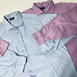 Lot of 2 Shaquille O'Neal Dress Shirts Mens Size XLG 18.5 34/35‎ Big Fit Cooling